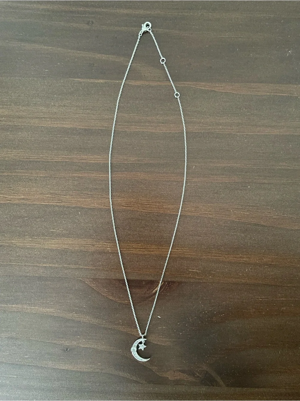 Silver Moon & Star Pendant Necklace - Picture 3 of 4